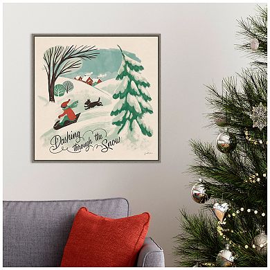 Amanti Art Winter Bliss IV Sled Dog Framed Canvas Wall Art