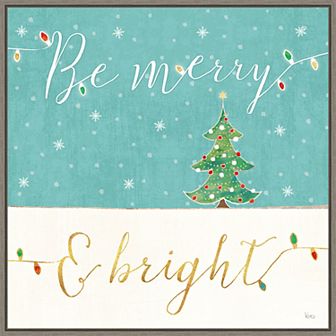 Amanti Art Be Merry Bright Christmas Framed Canvas Wall Art