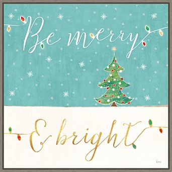Amanti Art Be Merry Bright Christmas Framed Canvas Wall Art