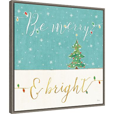 Amanti Art Be Merry Bright Christmas Framed Canvas Wall Art