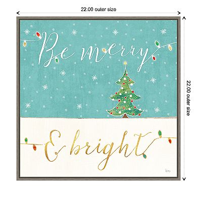 Amanti Art Be Merry Bright Christmas Framed Canvas Wall Art