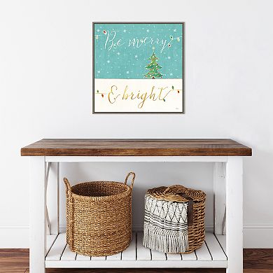 Amanti Art Be Merry Bright Christmas Framed Canvas Wall Art