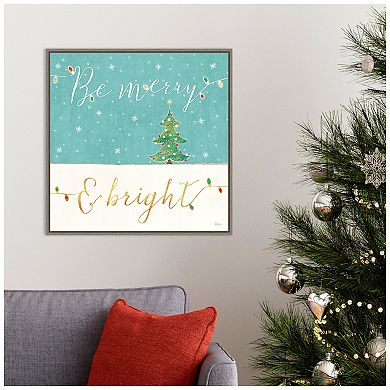 Amanti Art Be Merry Bright Christmas Framed Canvas Wall Art