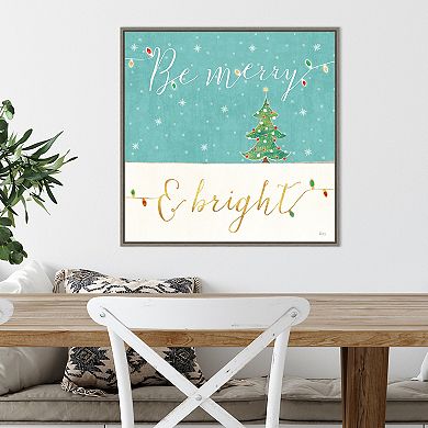 Amanti Art Be Merry Bright Christmas Framed Canvas Wall Art