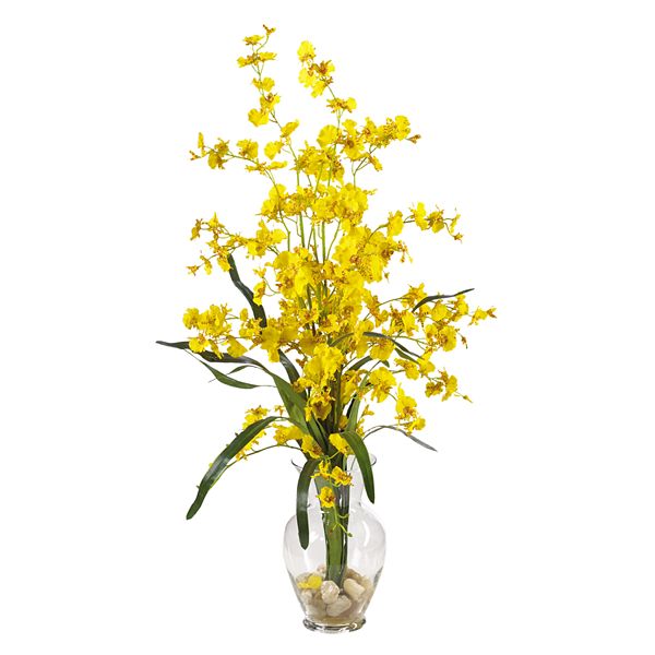 nearly natural Liquid Illusion Silk Dancing Lady Orchid Floral Arrangement - Yellow