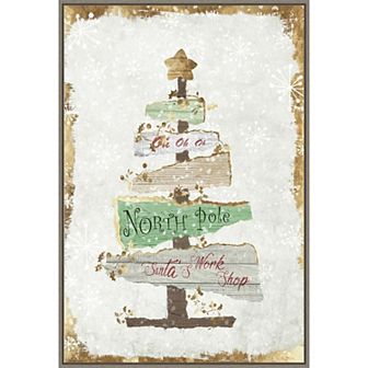 Amanti Art Golden Christmas Tree Framed Canvas Wall Art