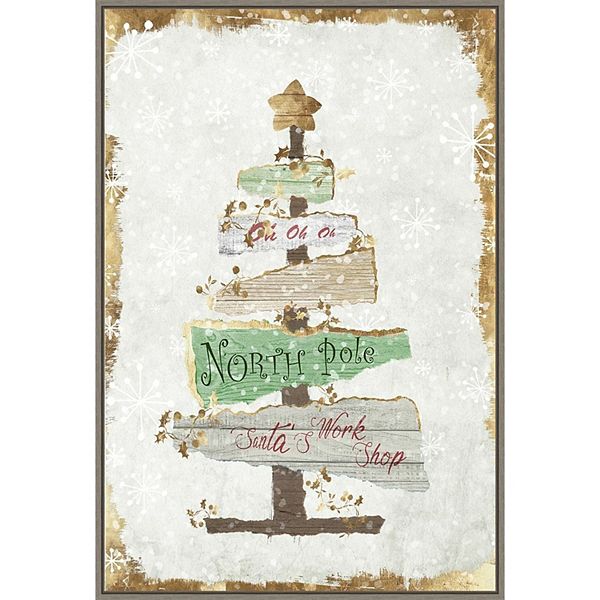 Amanti Art Golden Christmas Tree Framed Canvas Wall Art