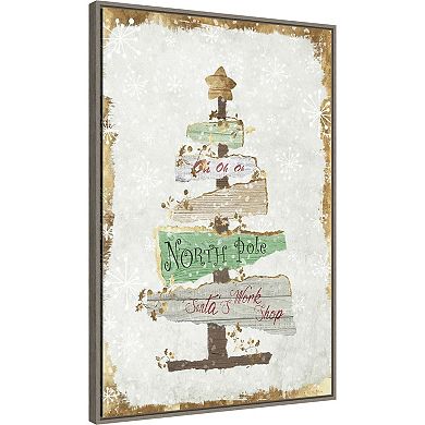 Amanti Art Golden Christmas Tree Framed Canvas Wall Art