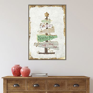 Amanti Art Golden Christmas Tree Framed Canvas Wall Art