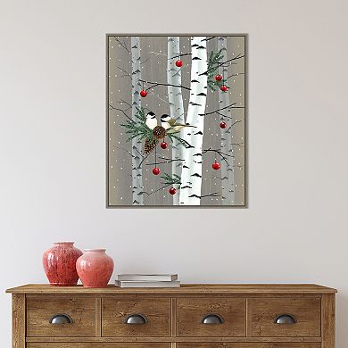Amanti Art Birch Birds II Gray Wood Framed Canvas Wall Art