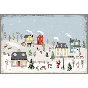 Amanti Art Christmas Village II Day Framed Canvas Wall Art