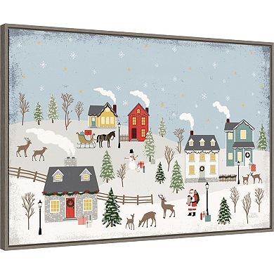 Amanti Art Christmas Village II Day Framed Canvas Wall Art