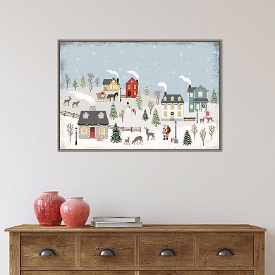 Amanti Art Christmas Village II Day Framed Canvas Wall Art