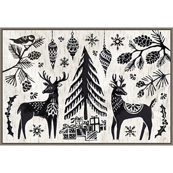 Amanti Art Woodcut Christmas I Framed Canvas Wall Art