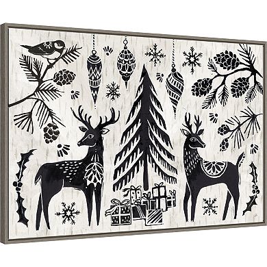 Amanti Art Woodcut Christmas I Framed Canvas Wall Art