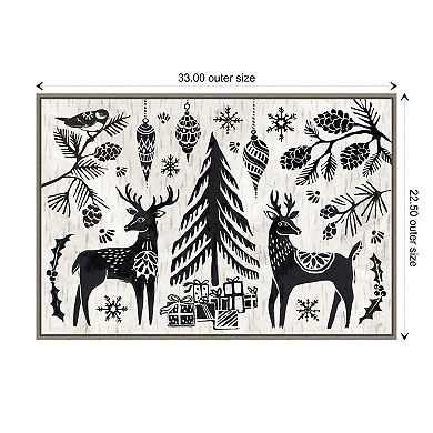 Amanti Art Woodcut Christmas I Framed Canvas Wall Art