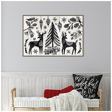 Amanti Art Woodcut Christmas I Framed Canvas Wall Art