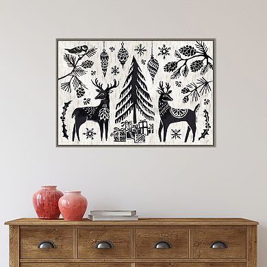Amanti Art Woodcut Christmas I Framed Canvas Wall Art