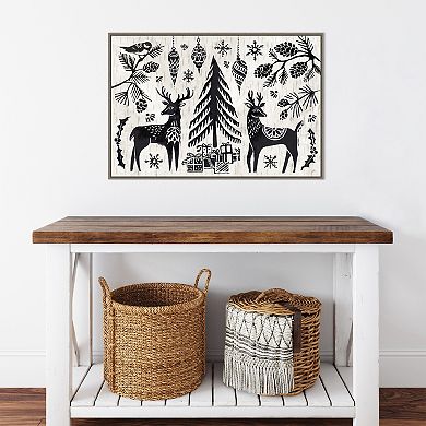 Amanti Art Woodcut Christmas I Framed Canvas Wall Art