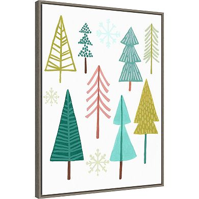 Amanti Art Modern Holiday I Trees Framed Canvas Wall Art