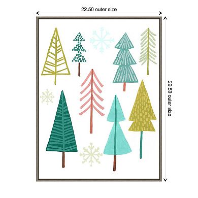 Amanti Art Modern Holiday I Trees Framed Canvas Wall Art