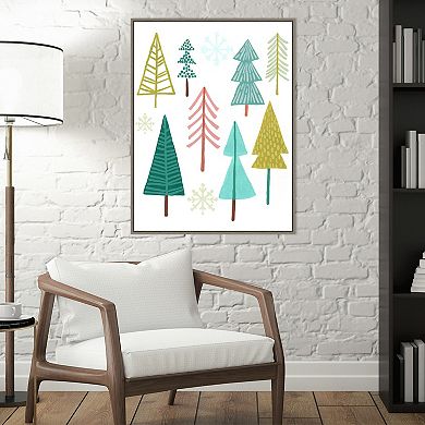 Amanti Art Modern Holiday I Trees Framed Canvas Wall Art