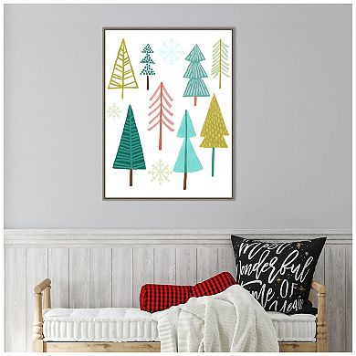 Amanti Art Modern Holiday I Trees Framed Canvas Wall Art