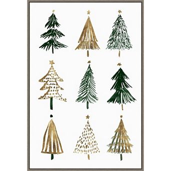 Amanti Art Evergreen Trees II Framed Canvas Wall Art