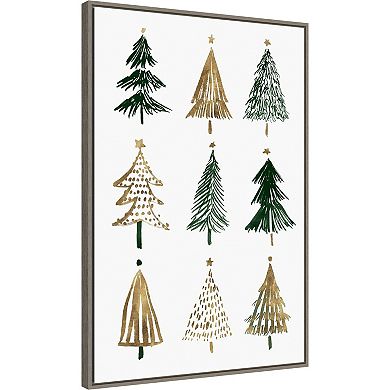 Amanti Art Evergreen Trees II Framed Canvas Wall Art