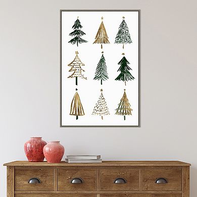 Amanti Art Evergreen Trees II Framed Canvas Wall Art