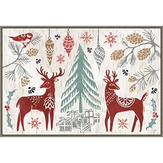 Amanti Art Woodcut Christmas I Framed Canvas Wall Art