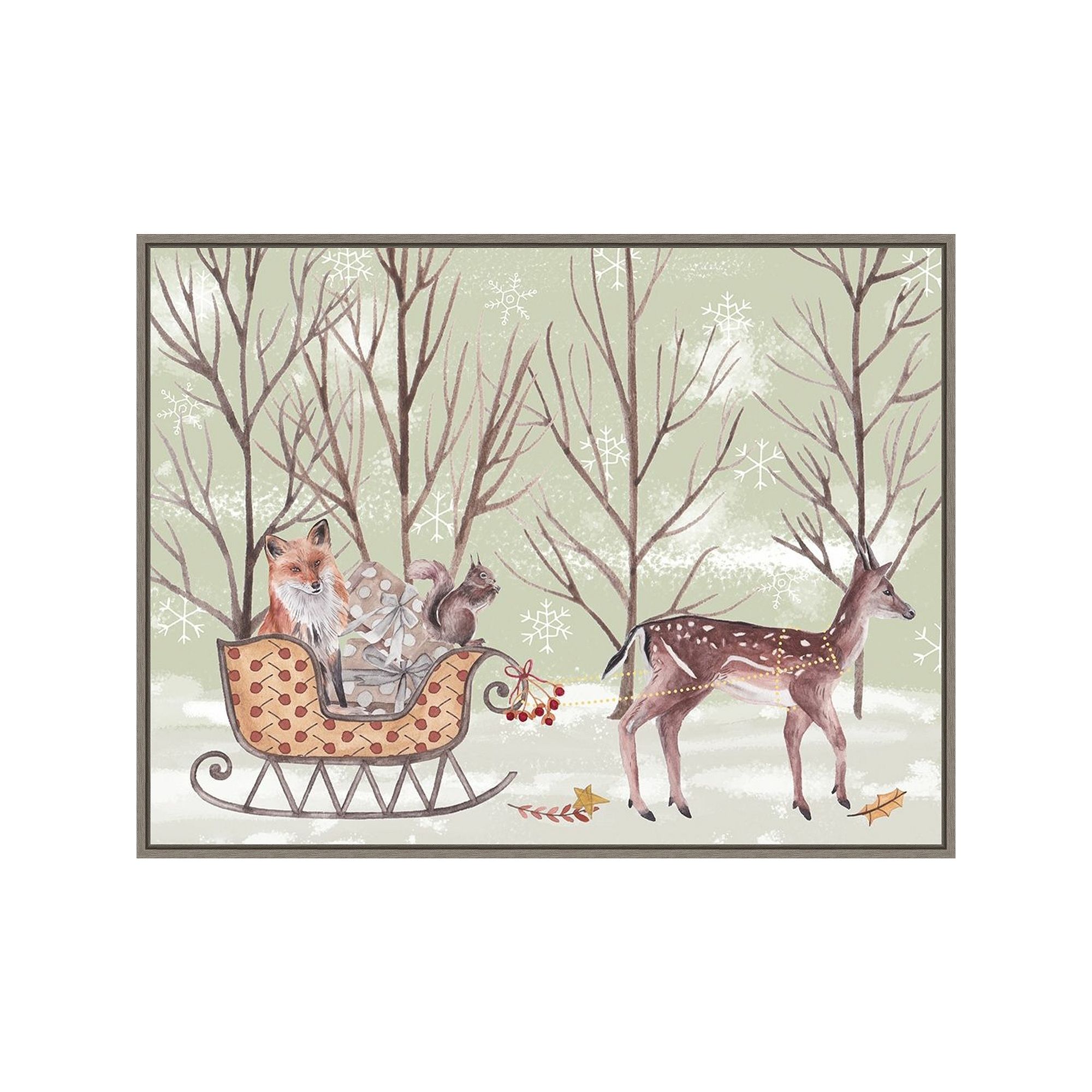 Amanti Art Christmas Time I Framed Canvas Wall Art, Gray