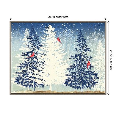 Amanti Art Snowy Christmas Trees Framed Canvas Wall Art