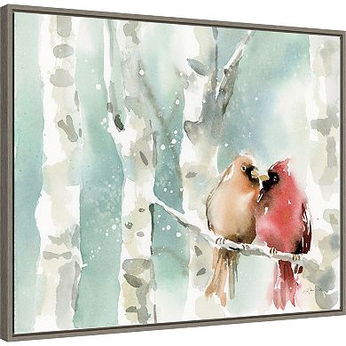 Amanti Art Christmas Cardinals Framed Canvas Wall Art