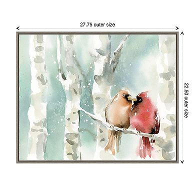 Amanti Art Christmas Cardinals Framed Canvas Wall Art