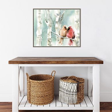 Amanti Art Christmas Cardinals Framed Canvas Wall Art