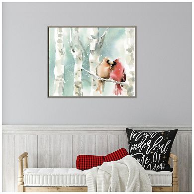 Amanti Art Christmas Cardinals Framed Canvas Wall Art