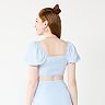 Juniors' Speechless Tied Front Crop Top