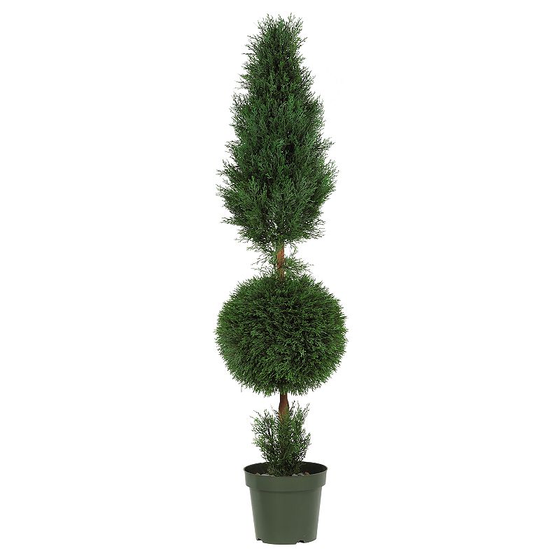 Nearly Natural 5  Cypress Ball and Cone Silk Tree - Green
