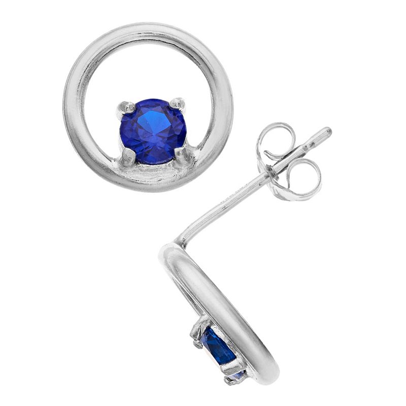 Aleure Precioso Sterling Silver Lab-Created Gemstone Circle Stud Earrings, 