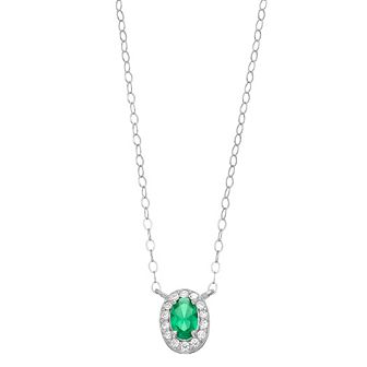 Aleure Precioso Sterling Silver Lab-Created Gemstone & Cubic Zirconia Teardrop Halo Necklace