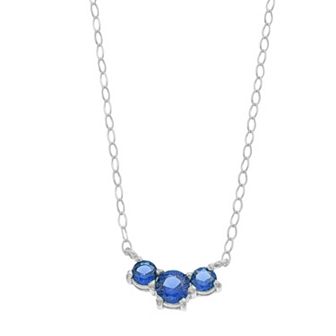 Aleure Precioso Sterling Silver Lab-Created Gemstone 3-Stone Necklace