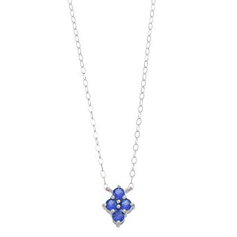 Aleure Precioso Sterling Silver Lab-Created Gemstone 4-Stone Necklace