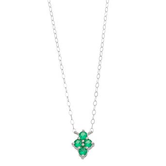 Aleure Precioso Sterling Silver Lab-Created Gemstone 4-Stone Necklace