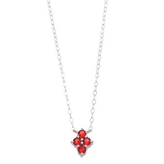 Aleure Precioso Sterling Silver Lab-Created Gemstone 4-Stone Necklace