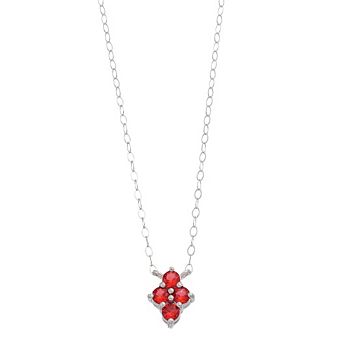 Aleure Precioso Sterling Silver Lab-Created Gemstone 4-Stone Necklace