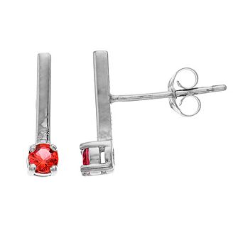Aleure Precioso Sterling Silver Lab-Created Gemstone Bar Stud Earrings
