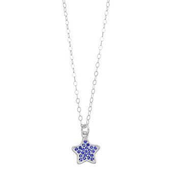 Aleure Precioso Sterling Silver Lab-Created Gemstone Pave Star Pendant Necklace