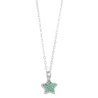 Aleure Precioso Sterling Silver Lab-Created Gemstone Pave Star Pendant Necklace