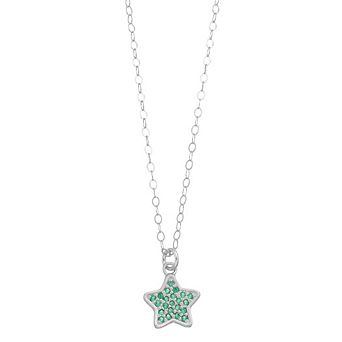 Aleure Precioso Sterling Silver Lab-Created Gemstone Pave Star Pendant Necklace